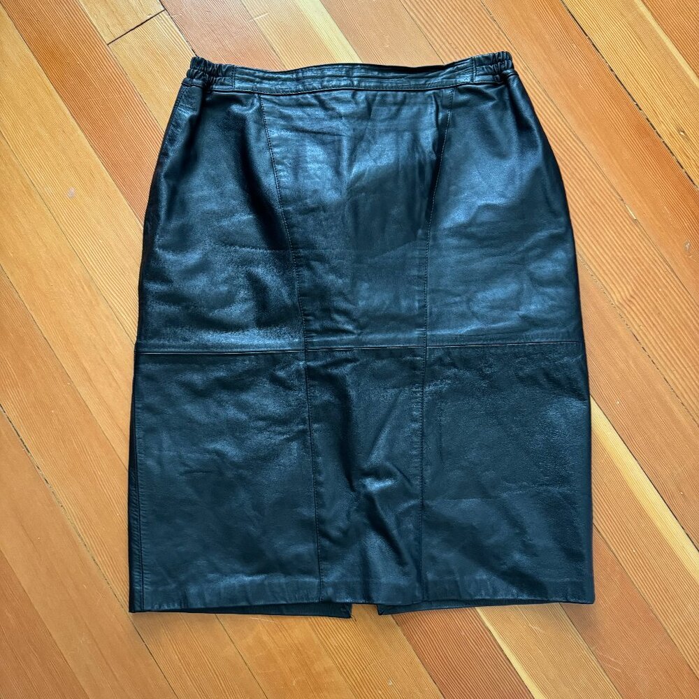 Vintage Aspetto Made in Argentina High-Waisted Black Leather Skirt Size Large